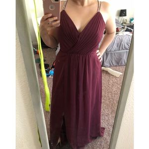 Diamond strap burgundy/wine dress